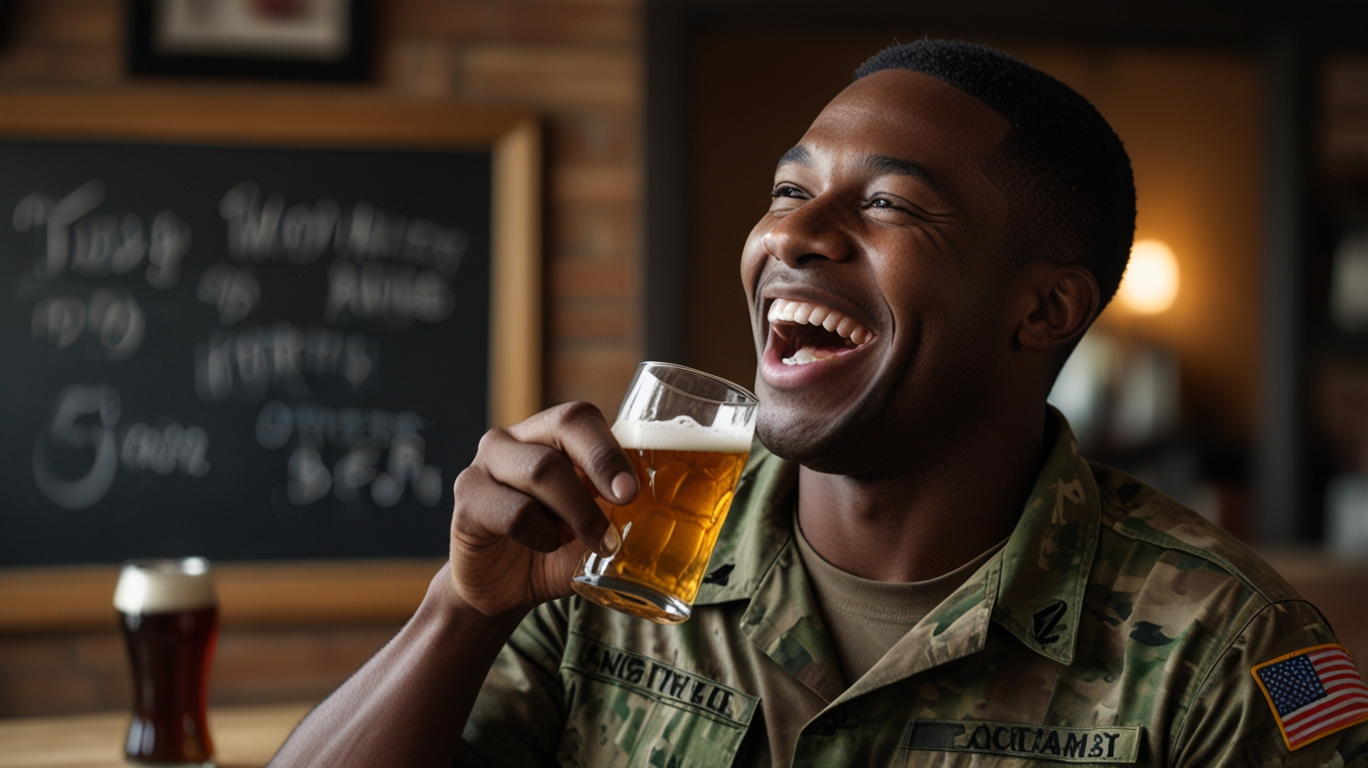 Default_black_us_soldier_laughing_drinking_a_beer_1